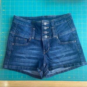 Wax Jeans Denim Shorts High Waist 4 Button Fly Size Small